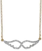 Diamond Accent Wings Pendant Necklace In 14k Gold