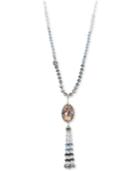 Lonna & Lilly Silver-tone Beaded Stone & Tassel Long Pendant Necklace