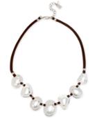 Robert Lee Morris Soho Silver-tone Circle And Leather Cord Frontal Necklace