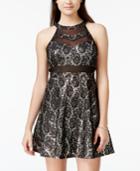 Emerald Sundae Juniors' Illusion Sequin Lace Fit-and-flare Dress