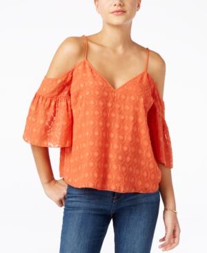 Guess Deana Printed Cold-shoulder Top