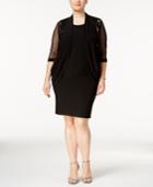 R & M Richards Plus Size Embellished Lace-trim Dress And Shrug Jacket
