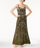 Adrianna Papell Petite Floral Beaded Blouson Gown