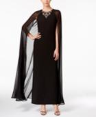 Vince Camuto Embellished Crape Gown With Cape