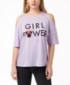 Mighty Fine Juniors' Cold-shoulder Graphic-print T-shirt