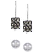 Giani Bernini Marcasite And Ball Stud Earring Set In Sterling Silver