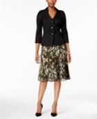 Le Suit Three-button Abstract-print Skirt Suit