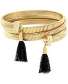 Vince Camuto Gold-tone Black Tassel Coil Bracelet