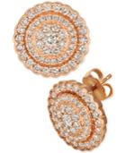 Le Vian Strawberry & Nude Diamond Circle Cluster Stud Earrings (1-3/8 Ct. T.w.) In 14k Rose Gold