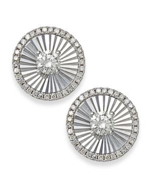 Diamond Shimmer Stud Earrings In 18k White Gold (1/6 Ct. T.w.)