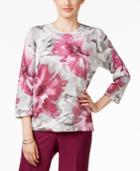 Alfred Dunner Petite Veneto Valley Floral-print Sweater
