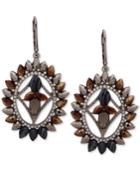 Lonna & Lilly Hematite-tone Pave & Bead Orbital Drop Earrings