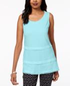 Charter Club Tiered Crochet-trim Tank Top, Created For Macy's