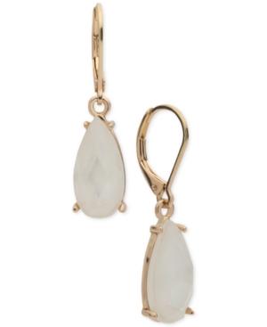 Anne Klein Gold-tone White Stone Teardrop Drop Earrings