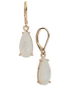 Anne Klein Gold-tone White Stone Teardrop Drop Earrings