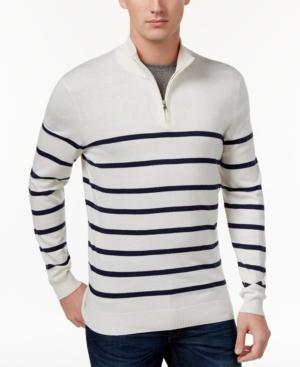 Club Room Men's Striped Half-zip Sweater, Only At Macy's
