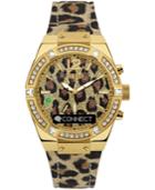Guess Women's Connect Animal Print Leather Strap Smart Watch 41mm C0002m6