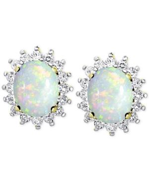 Victoria Townsend Opal (1-3/8 Ct. T.w.) And White Topaz (9/10 Ct. T.w.) Stud Earrings In 18k Gold-plated Sterling Silver
