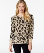 Ny Collection Animal-print Eyelash Sweater