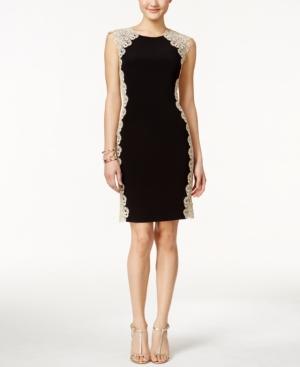 Xscape Sleeveless Lace-border Sheath Dress