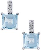 Aquamarine (2 Ct. T.w.) And Diamond Accent Drop Earrings In 14k White Gold