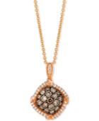 Le Vian Chocolatier Diamond Halo Cluster 18 Pendant Necklace (5/8 Ct. T.w.) In 14k Rose Gold