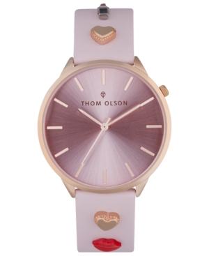Thom Olson Women's Pink Leather Strap Watch 40mm