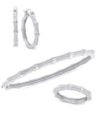 Victoria Townsend Diamond 3-pc Set (1/4 Ct. T.w.) Bamboo-look Bangle, Ring And Hoop Earrings In Sterling Silver