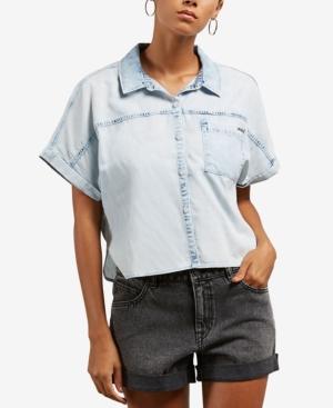 Volcom Juniors' Sunday Strut Chambray Button-up Top