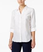 Charter Club Linen Beaded Embroidered Shirt, Only At Macy's