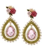 Betsey Johnson Gold-tone Crystal And Pave Drop Earrings