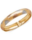 Tricolor Woven Bangle In 14k Gold, White And Rose Rhodium Plate