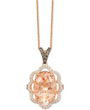Le Vian Chocolatier Peach Morganite (4-1/3 Ct. T.w.) And Diamond (1/2 Ct. T.w.) Pendant Necklace In 14k Rose Gold