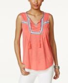 Style & Co Embroidered Peasant Top, Created For Macy's