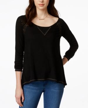 Miss Me Embroidered Split-back Top