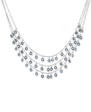 Anne Klein Silver-tone Shaky Stone Multi-row Collar Necklace, 17 + 3 Extender