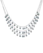 Anne Klein Silver-tone Shaky Stone Multi-row Collar Necklace, 17 + 3 Extender