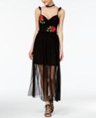 Emerald Sundae Juniors' Appliqued Illusion Dress