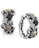 Balissima By Effy Diamond Fleur-de-lis Hoop Earrings (1/8 Ct. T.w.) In Sterling Silver And 18k Gold