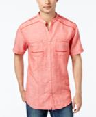 I.n.c. Men's Linen-blend Band-collar Shirt, Created For Macy's