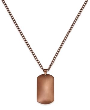 Sutton By Rhona Sutton Men's Copper-tone Stainless Steel Dog Tag Pendant Necklace