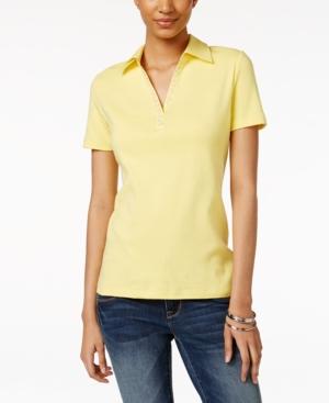 Karen Scott Petite Embellished Polo Shirt, Only At Macy's