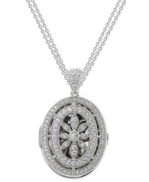 Giani Bernini Cubic Zirconia Floral Locket Pendant Necklace In Sterling Silver, Only At Macy's