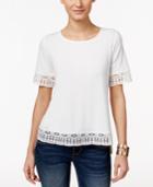 Ny Collection Petite Lace-trim Top