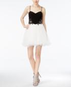 Blondie Nites Juniors' Lace Applique Colorblocked A-line Dress