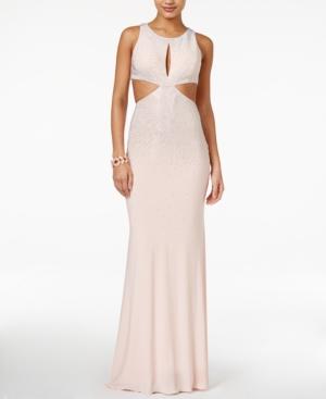 Blondie Nites Juniors' Embellished Keyhole Side-cutout Gown