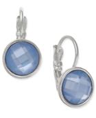 Nine West Silver-tone Faceted Blue Stone Drop Earrings