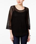 Style & Co Bell-sleeve Lace Top, Only At Macy's