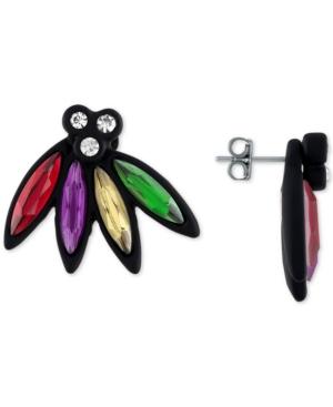 Rachel Rachel Roy Black-tone Multi-stone Front And Back Stud Earrings