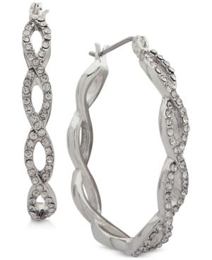 Anne Klein Silver-tone Pave Interlocked Link Hoop Earrings